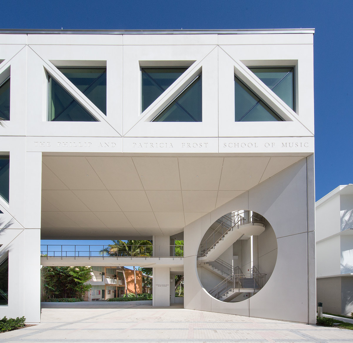 Architectural detail view of the UM Frost School of Music - Miami, FL 